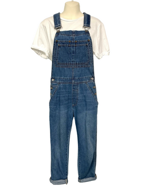 GAP Womens XS Denim Overalls 100% Cotton Blue Straight Leg Dungarees Casual